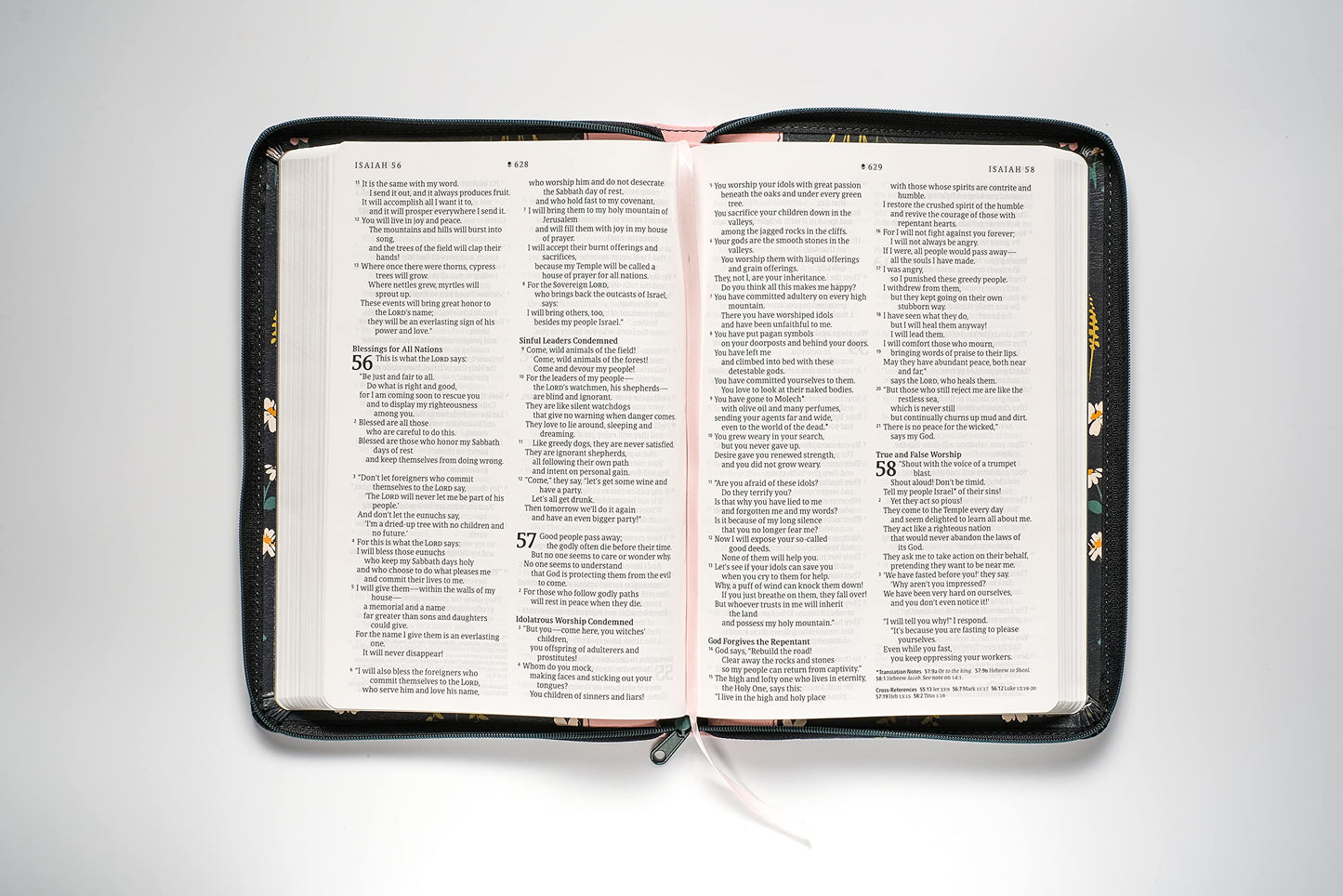 NLT Large Print Thinline Reference Zipper Bible, Filament Enabled Edition (LeatherLike, Meadow Navy & Pink )