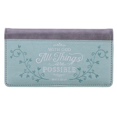 With God All Things Are Possible Checkbook Cover, Blue