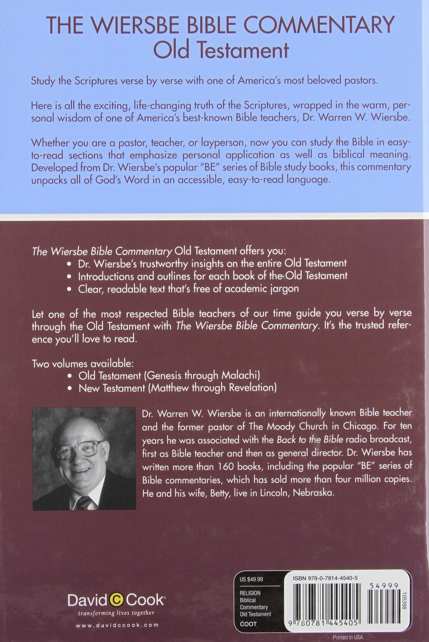 The Wiersbe Bible Commentary OT: The Complete Old Testament in One Volume (Wiersbe Bible Commentaries)