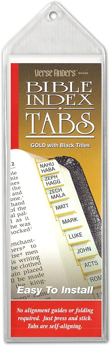 Gold Verse Finder Bible Tabs | Easy to Install, Self-Aligning, Just Press & Stick | Horizontal Text | Complete Set of Tabs for The Old & New Testaments