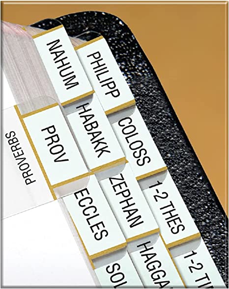 Gold Slim Line Verse Finder Bible Tabs | Easy to Install, Self-Aligning, Just Press & Stick | Vertical Text | Complete Set of Tabs for The Old & New Testaments