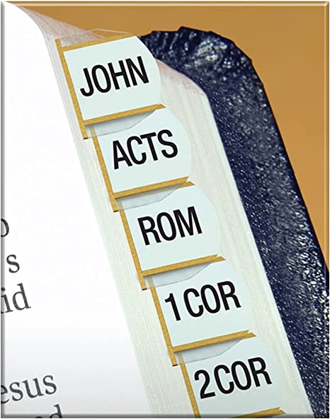 Gold XL Print Verse Finder Bible Tabs | Easy to Install, Self-Aligning, Just Press & Stick | Horizontal Text | Complete Set of Old & New Testaments Tabs | Large Print