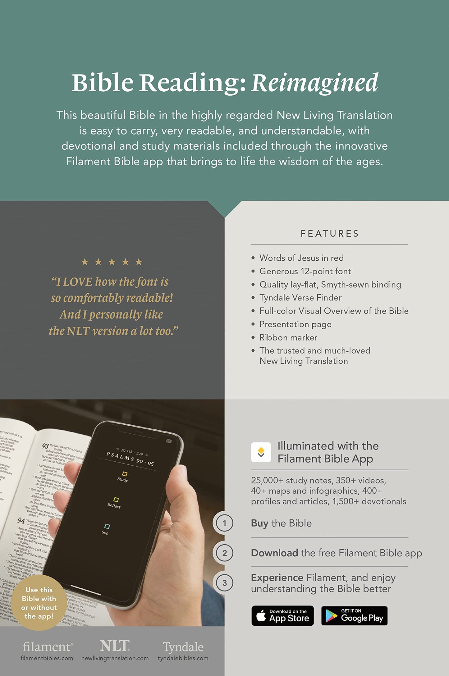 NLT Personal Size Giant Print Bible, Filament Enabled Edition (Red Letter, LeatherLike, Classic Tan): DaySpring Signature Collection