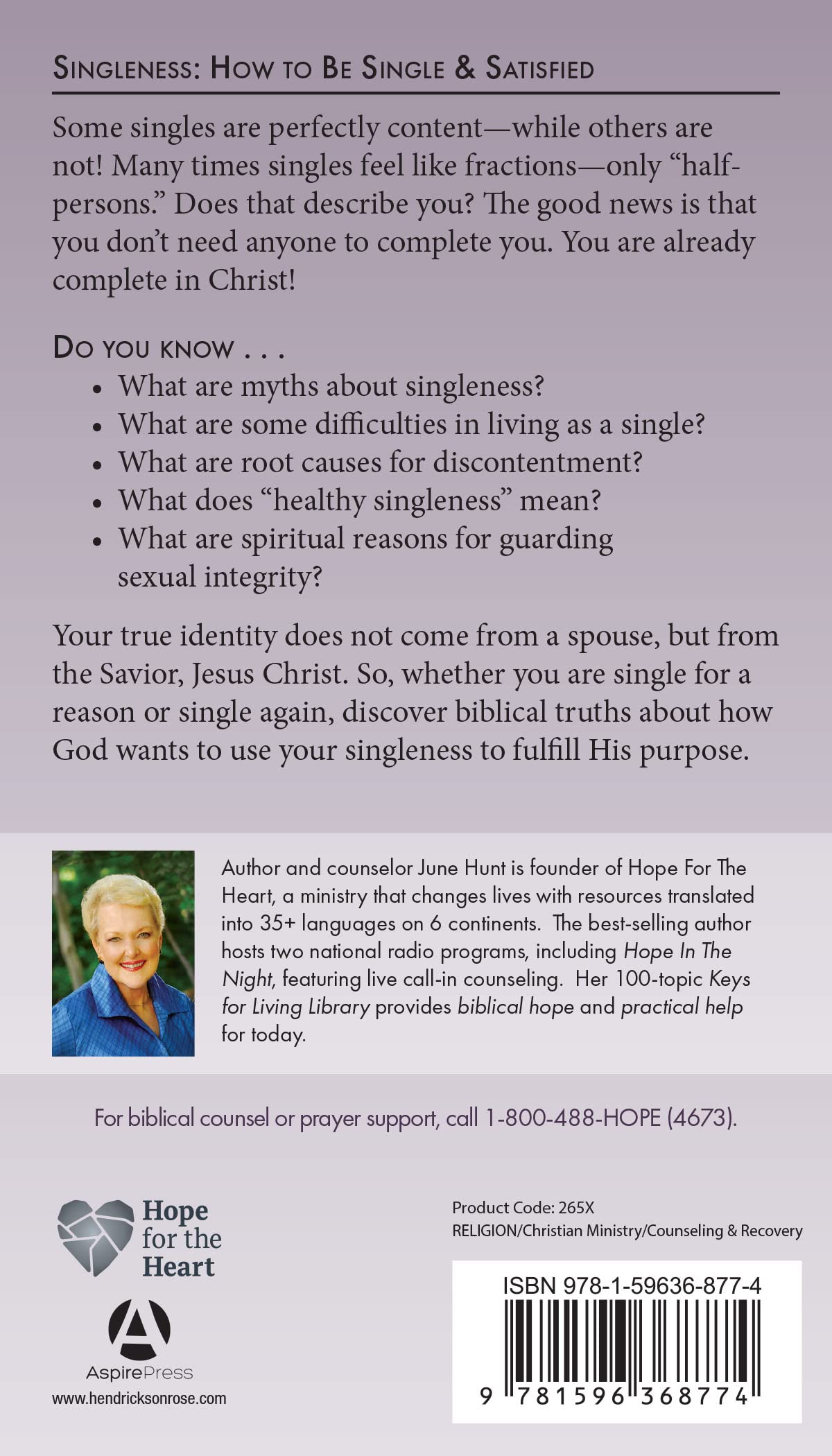 Singleness: How to Be Single and Satisfied (Hope for the Heart)