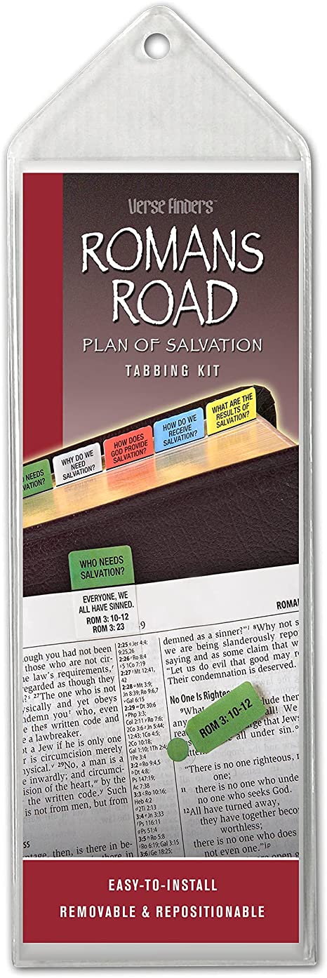 Romans Road Verse Finder Bible Tabs with Removable Verse Markers for Specific Scriptures | Guides You Through God’s Plan of Salvation | Color Coded and Easy to Install