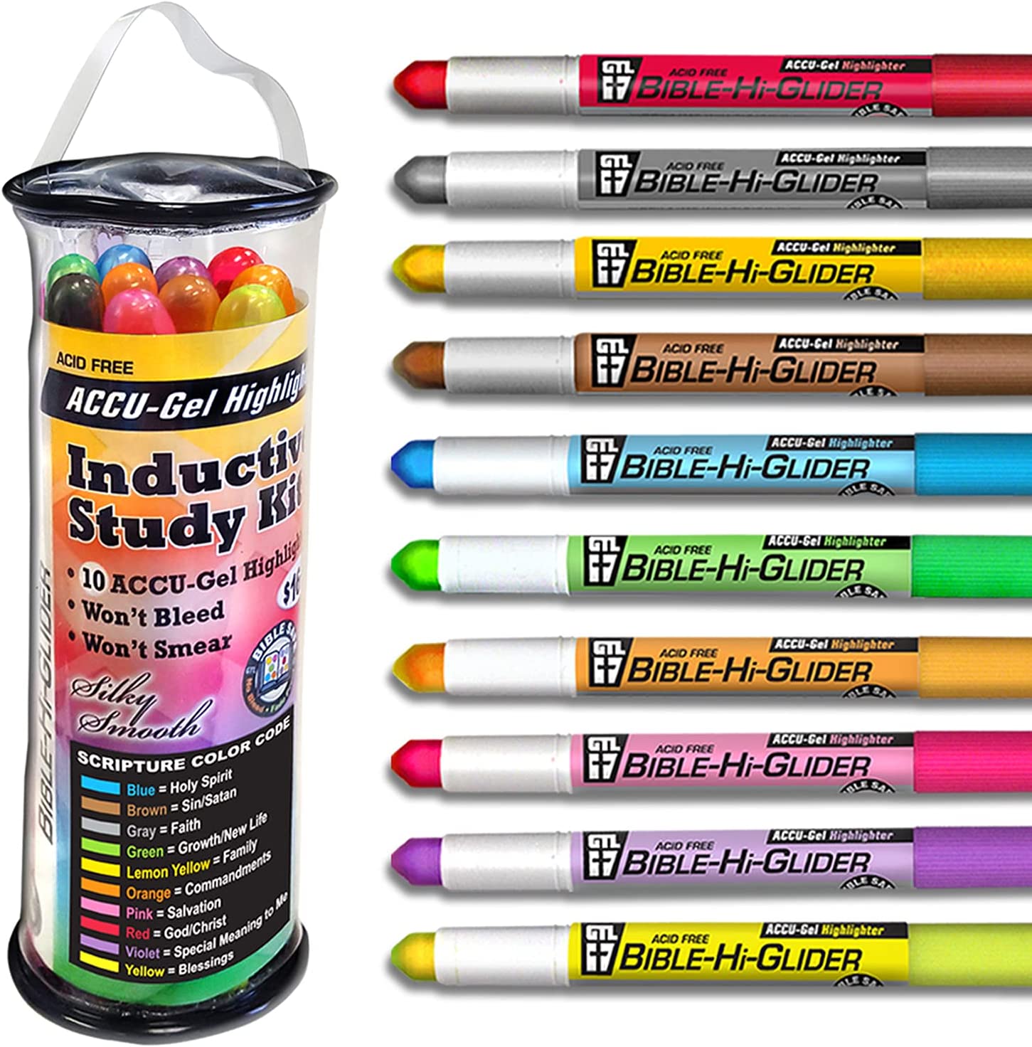 Bible Gel Highlighters and Pens No Bleed - Set of 8 Vintage Colors