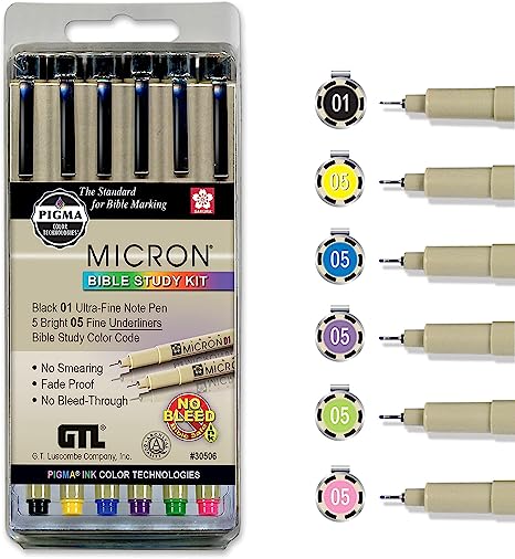 Pigma Micron Pen, 05 Colored Ink, Set of 6
