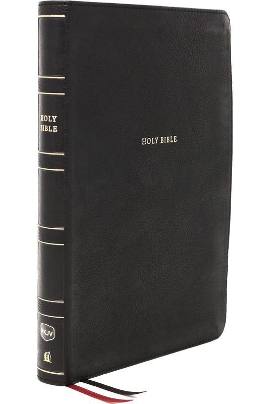 NKJV, Thinline Bible, Large Print, Leathersoft, Black, Red Letter, Comfort Print: Holy Bible, New King James Version
