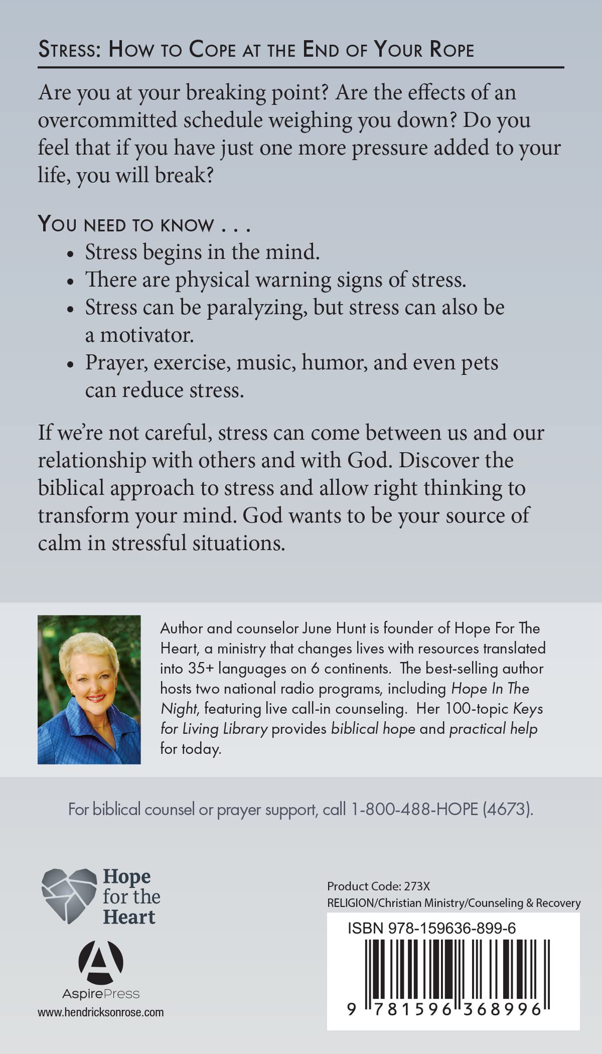 Stress: How to Cope at the End of Your Rope (Hope for the Heart)