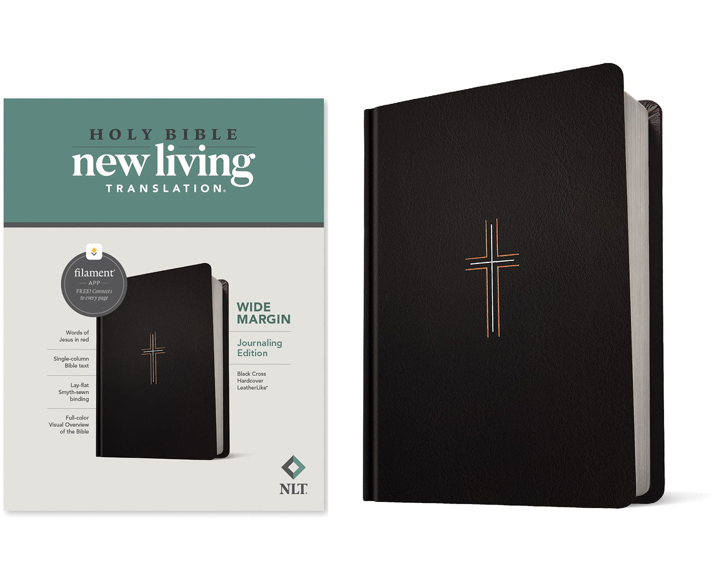NLT Wide Margin Journaling Edition Hardcover Filament Enabled Black Cross