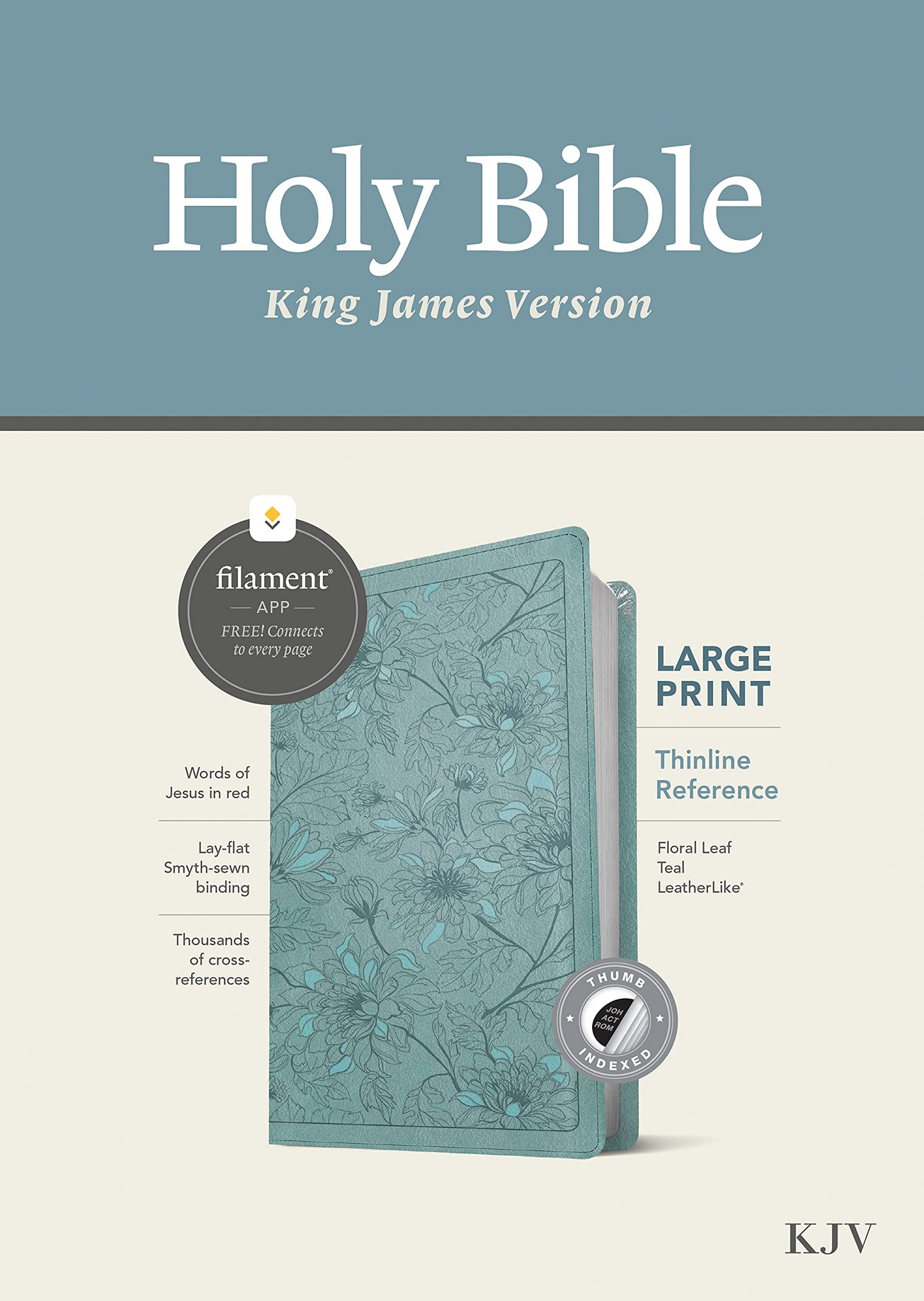 KJV Large Print Thinline Reference Filament Enabled Teal
