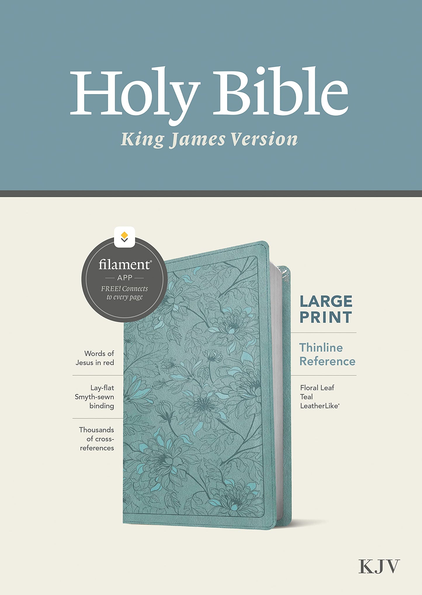 KJV Large Print Thinline Reference Filament Enabled Teal