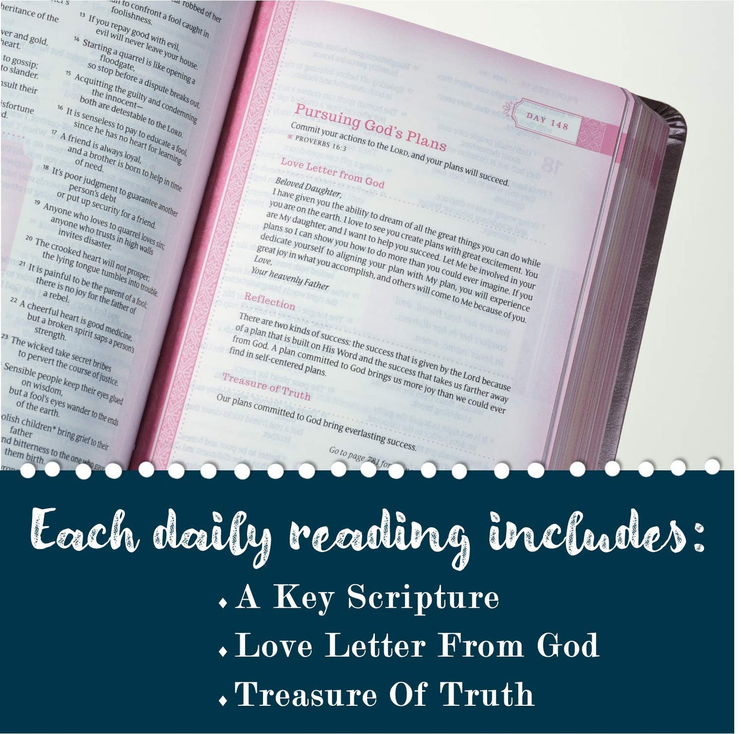 NLT THRIVE Devotional Bible for Women (LeatherLike, Rose Metallic)