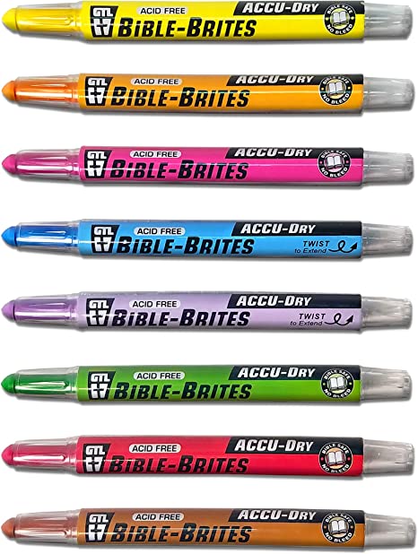 Accu-Dry Bible-Brites | No Bleed | No Smearing or Fading | Archival Quality & Self Sharpening | Bible Study, Journaling, Bullet Journaling, Coloring, Drawing (Set of 8)