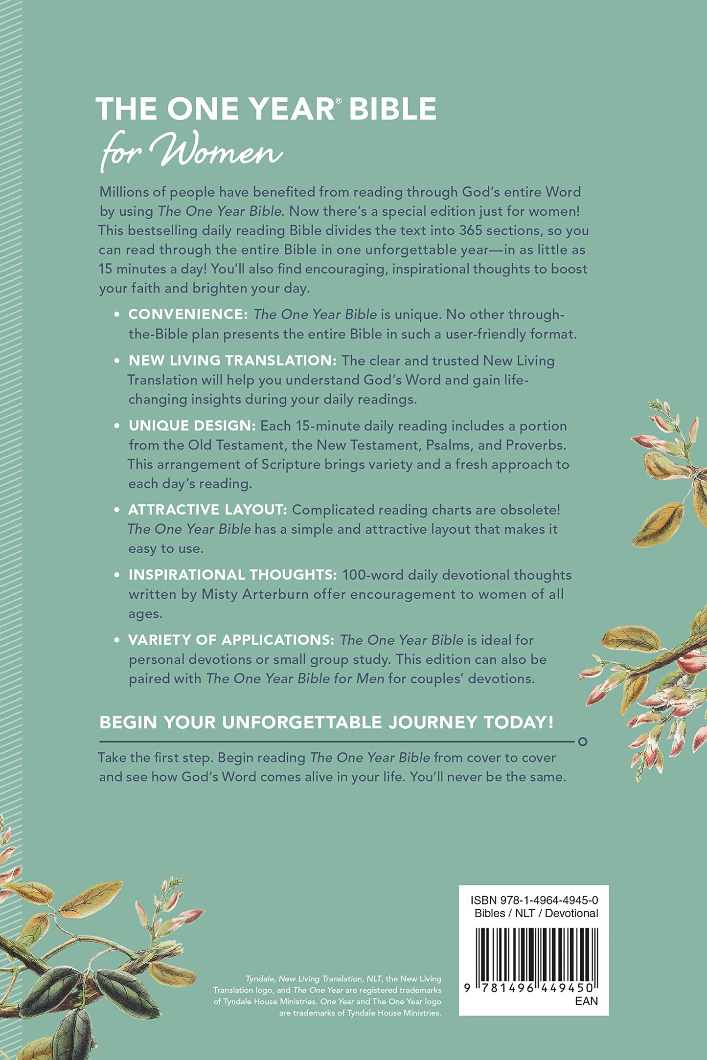 NLT The One Year Bible for Women (Softcover)