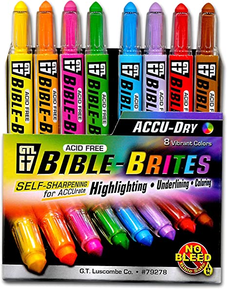 GT Luscombe Company, Inc. iStudy Bible Study Kit | No Bleed Pigmented Ink |  Bible Safe | No Smearing or Fading | Highlighters Blue, Pink, Yellow