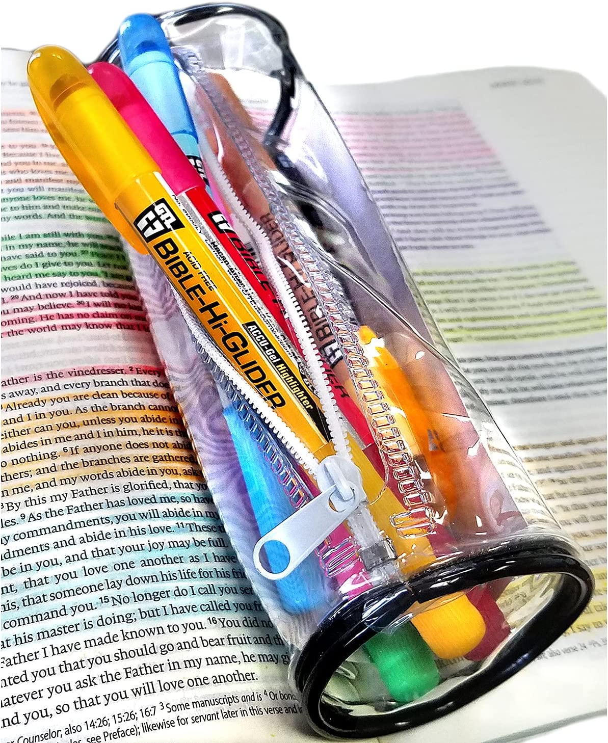 Accu-Gel Bible-Hi-Glider Inductive Bible Study Set | No Bleed Solid Gel Highlighter | No Smearing or Fading | Long Lasting Bright Translucent Colors (Set of 10)