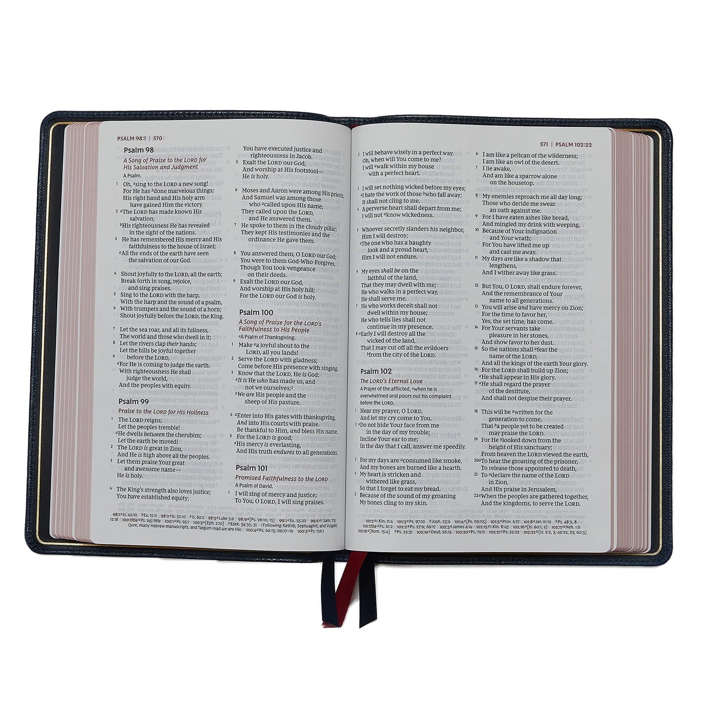 NKJV, Thinline Reference Bible, Large Print, Leathersoft, Blue, Red Letter, Comfort Print: Holy Bible, New King James Version