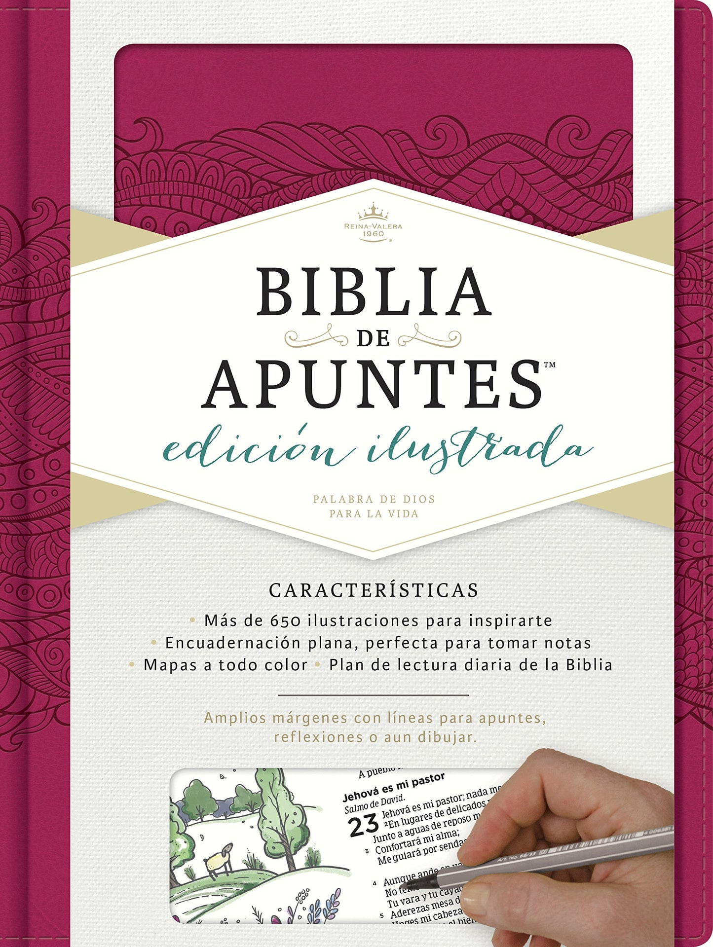Biblia Reina Valera 1960 de Apuntes, Edición ilustrada. Símil piel, rosado (Spanish Edition)