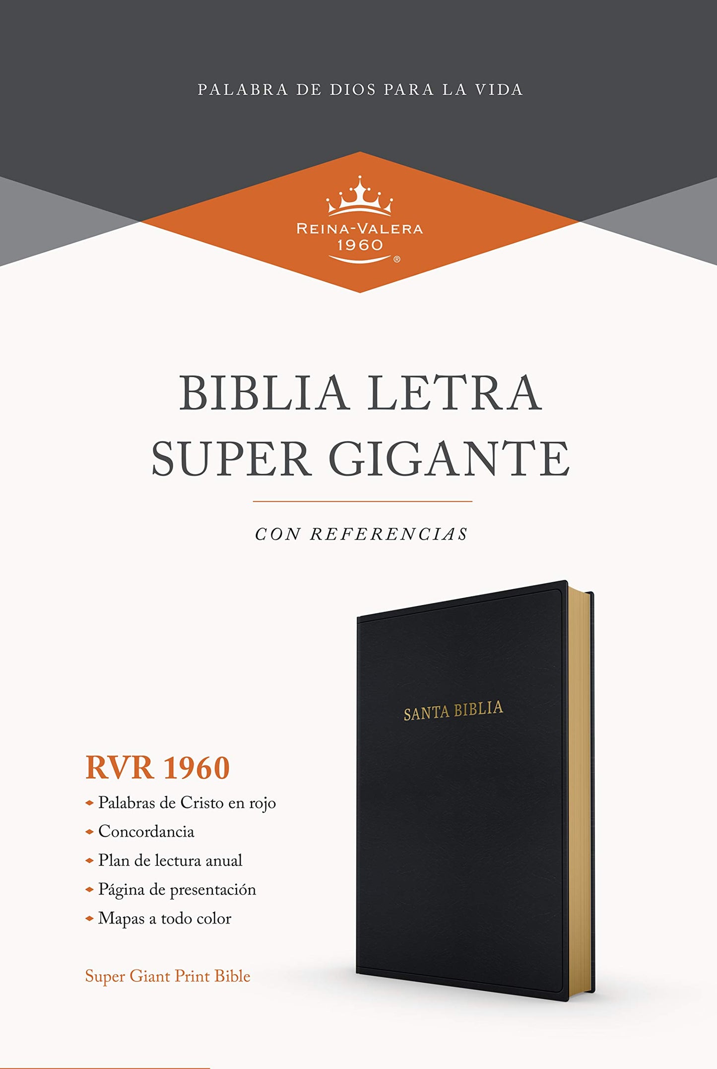 Biblia Reina Valera 1960 Letra súper gigante negro, imitación piel - Super Giant Print Bible RVR 1960 Black Imitation leather (Spanish Edition)