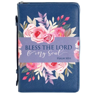Bless the Lord Bible Cover, Navy, X-Large