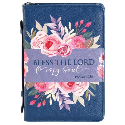 Bless the Lord Bible Cover, Navy, X-Large