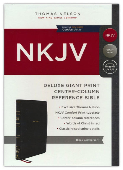 NKJV Giant Print Center-Column Reference Bible, Deluxe Black