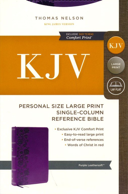 KJV, End-of-Verse Reference Bible, Personal Size Large Print, Leathersoft, Purple, Red Letter, Comfort Print