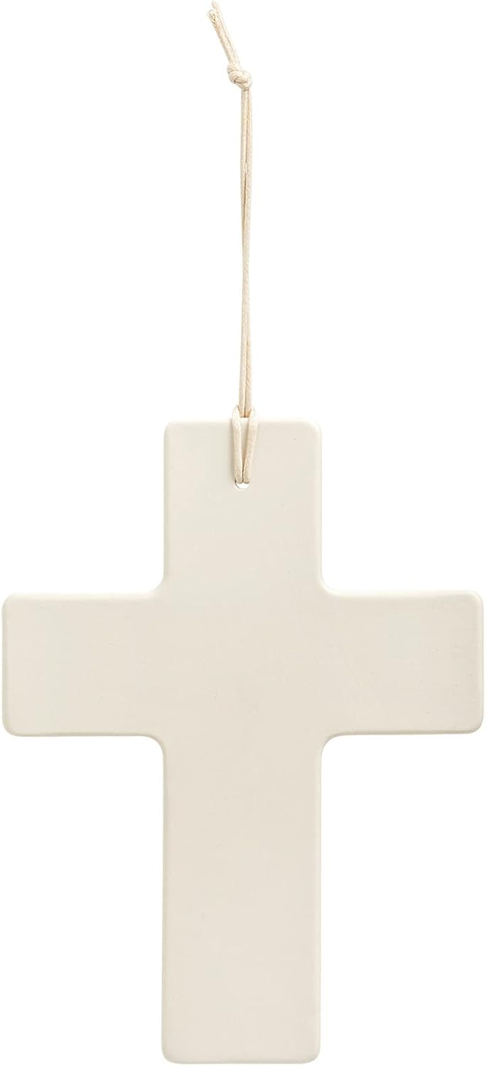 DEMDACO Bless This Child White and Silver Tone 7.5 x 5.5 Inch Ceramic Hanging Wall Cross