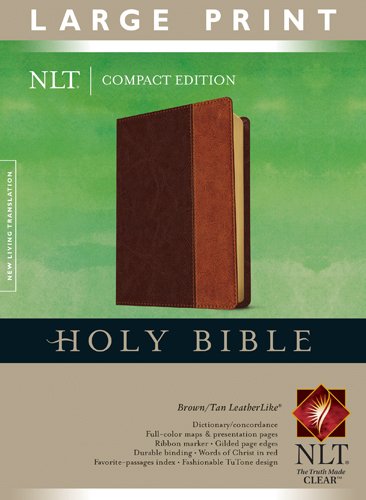 Compact Edition Bible NLT, Large Print, TuTone (Red Letter, LeatherLike, Brown/Tan)