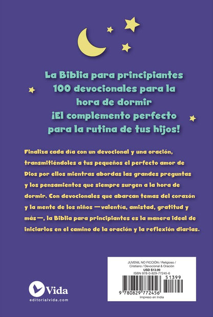 La Biblia para principiantes, 100 devocionales para la hora de dormir: Pensamientos y oraciones para finalizar el día (The Beginner's Bible) (Spanish Edition)