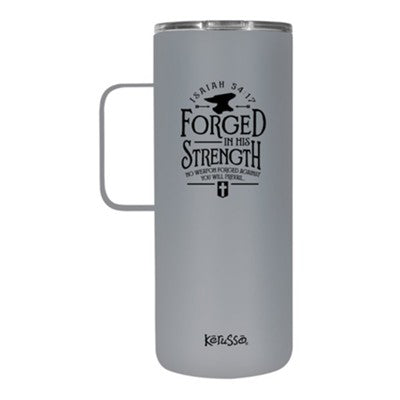 Forged in His Strength Stainless Steel Mug, Gray
