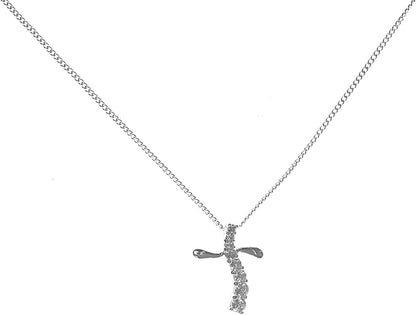 Journey Cross with Jewel-Tone Accents Silver-Plated 18-Inch Pendant Necklace