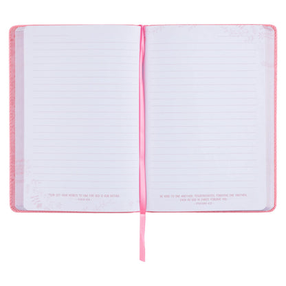 Journal I Know The Plans Jeremiah 29:11 Bible Verse, Inspirational Scripture Notebook, Ribbon Marker, Pink Faux Leather Flexcover, 336 Ruled Pages