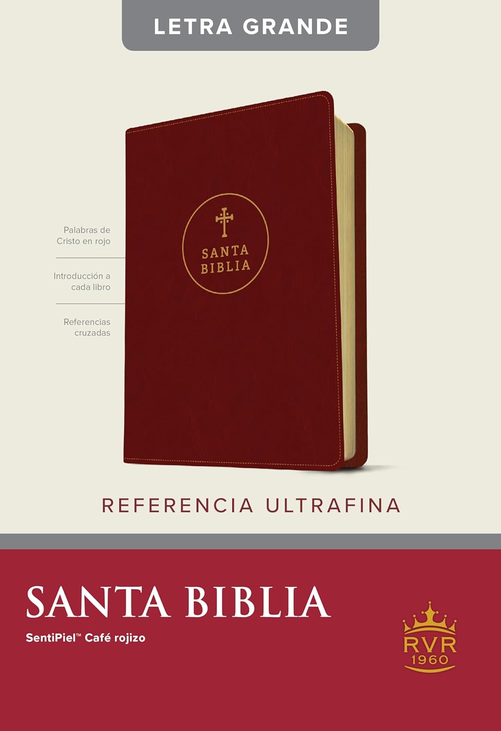 Santa Biblia RVR60, Edición de referencia ultrafina, letra grande, Café rojizo