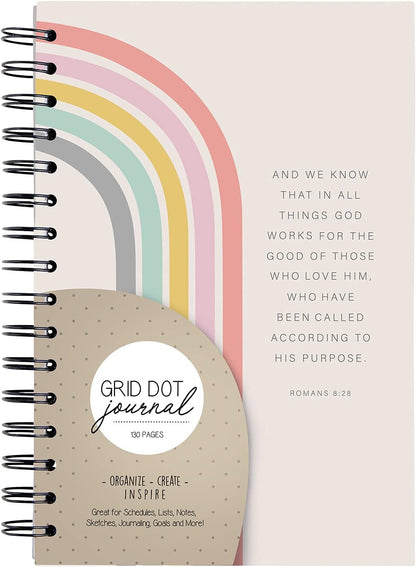 Spiral Bound Grid Dot Journal Romans 8:28