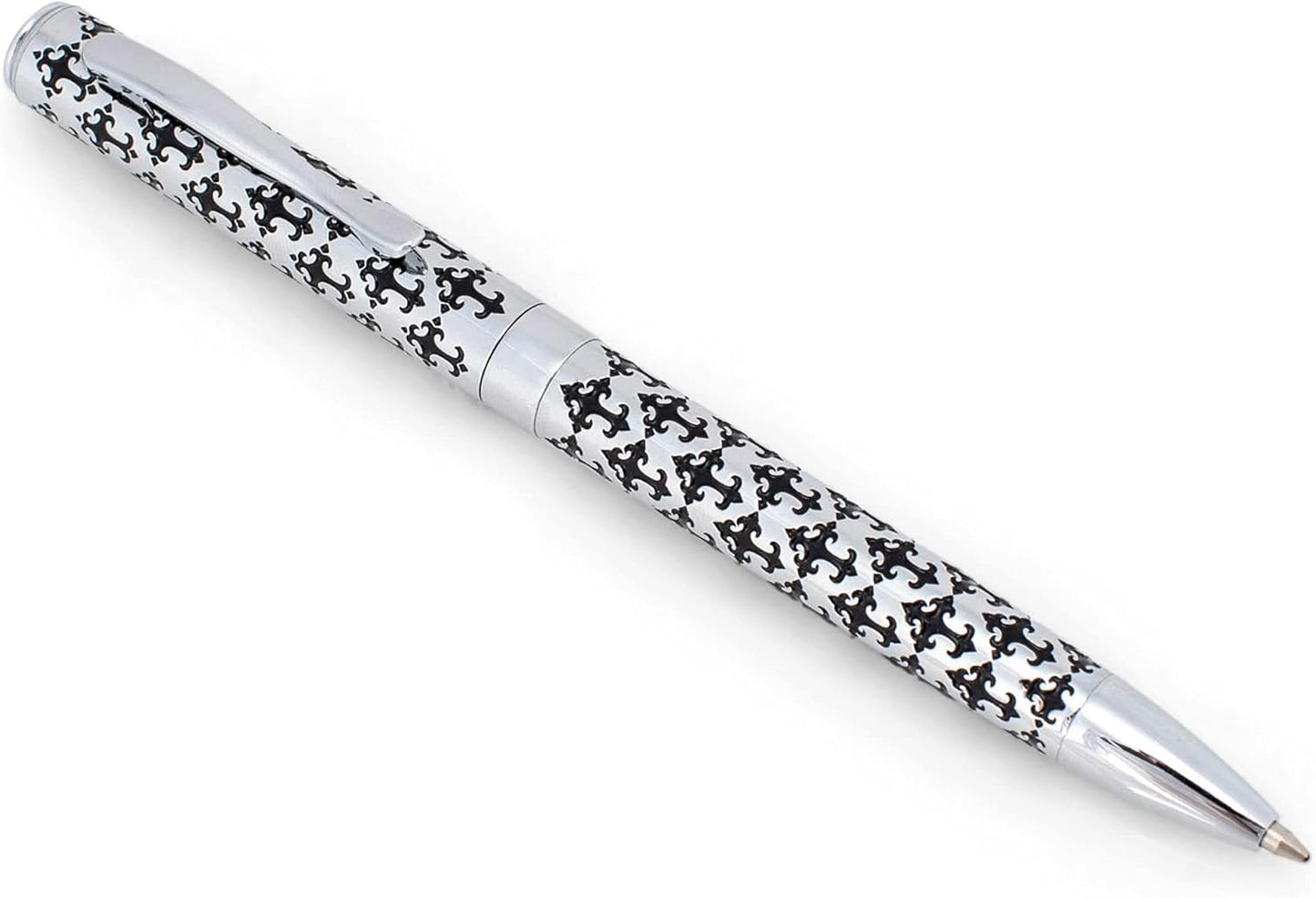 Full Armor Shiny Silver Tone 5 inch Metal Ballpoint Pen On Card