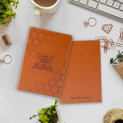 Bee Kind Brown Hardcover Faux Leather Journal