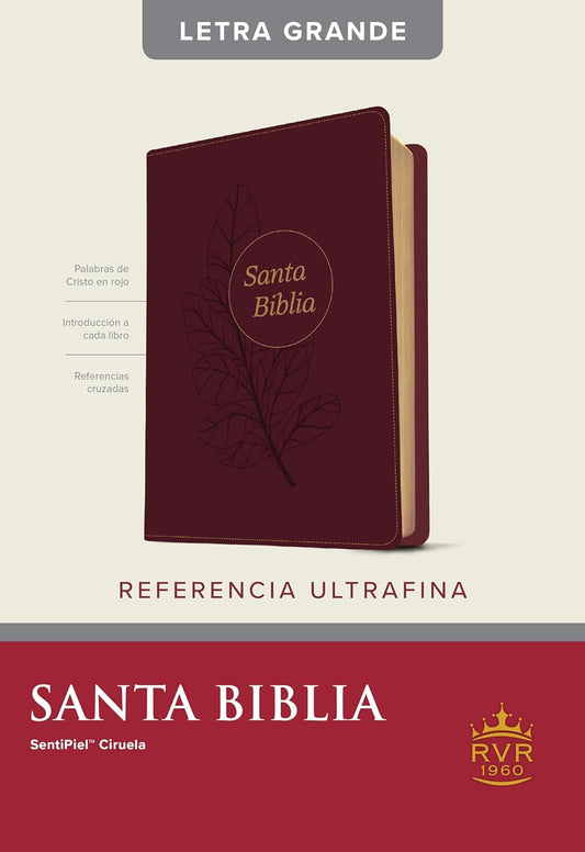 Santa Biblia RVR60, Edición de referencia ultrafina, letra grande, Ciruela