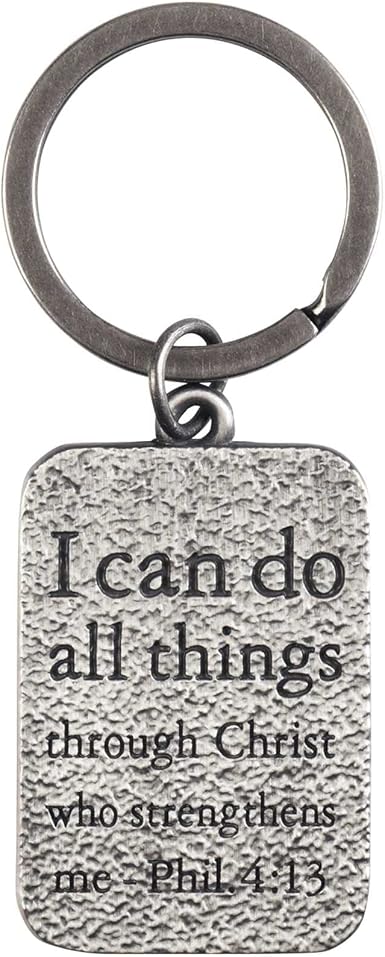 Cross I Can Do All Things Through Christ  3 inch Zinc Alloy Keychain