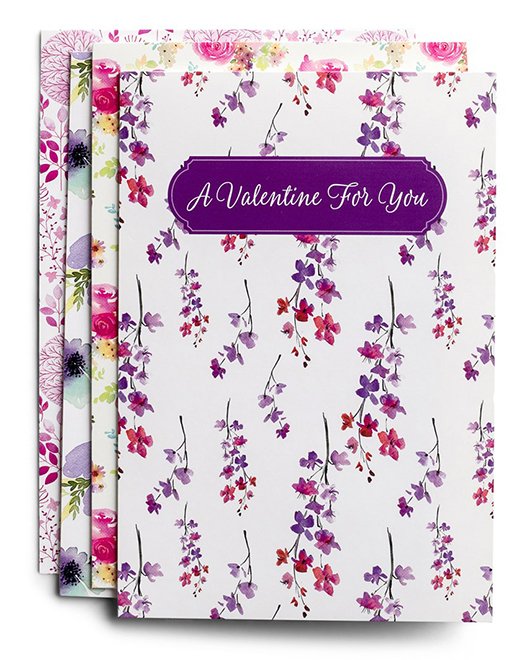 Valentine's Day - Valentine Floral - 12 Boxed Cards and Envelopes