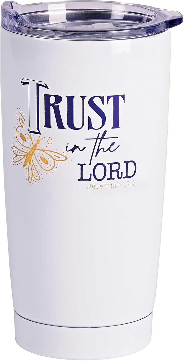 Dicksons On the Go Travel Tumbler With Sliding Lid 20 Oz Stainless Steel Trust In The Lord