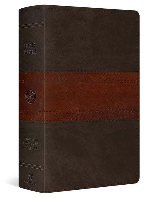 ESV Large Print Personal Size Bible, Red Letter (TruTone, Forest/Tan, Trail Design)