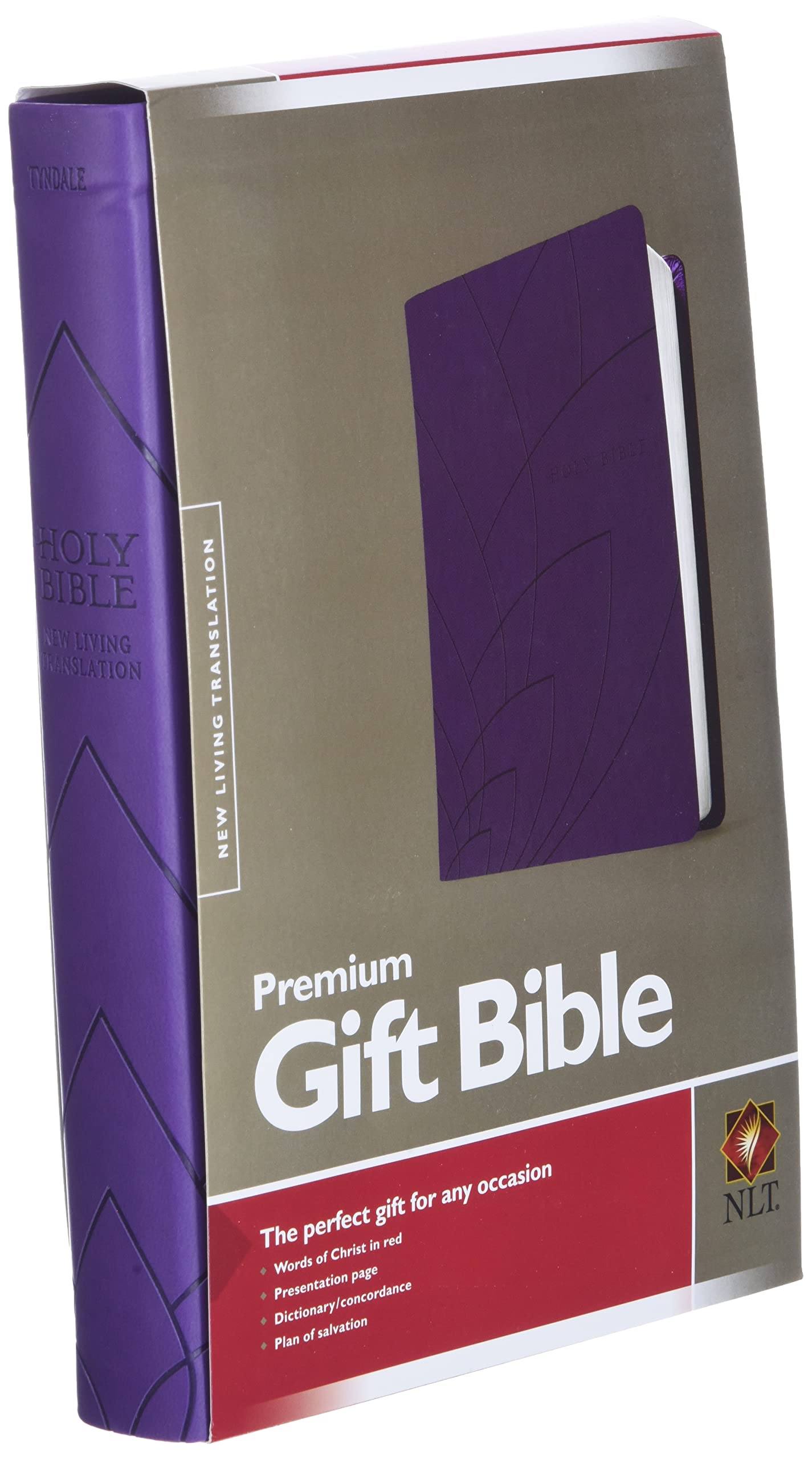 Premium Gift Bible NLT, Petals (LeatherLike, Purple, Red Letter)