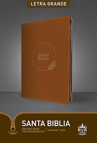 Santa Biblia RVR60, Edición zíper con referencias, letra grande, Café