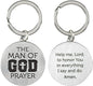 Man of God Prayer Silver Tone 2.5 inch Zinc Alloy Metal Key Chain Ring