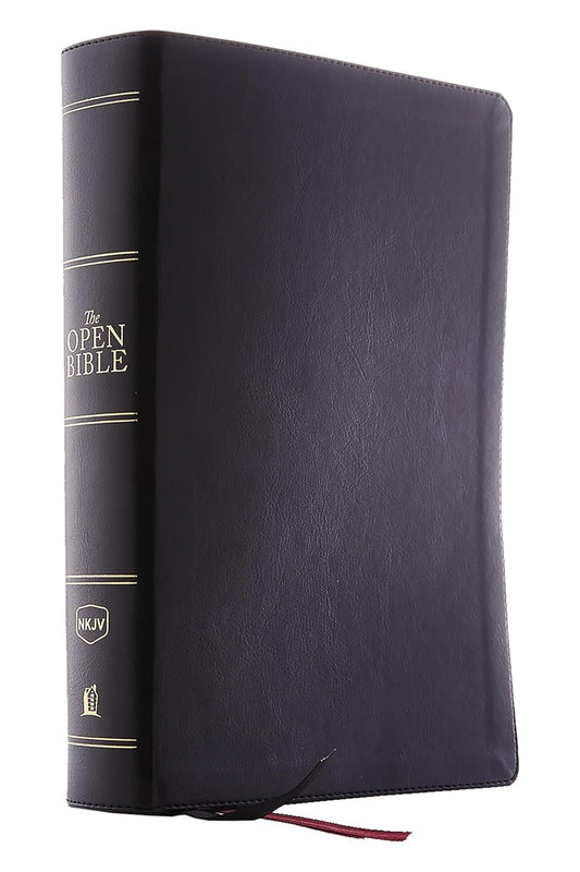 The NKJV, Open Bible, Black Leathersoft, Red Letter, Comfort Print (Thumb Indexed)