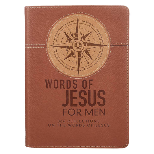 Words of Jesus for Men Daily Devotional Brown Vegan Leather