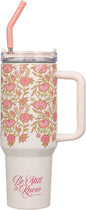 Be Still and Know Pink Spring Floral 40 Oz Tumbler with Reusable Straw - Psalm 46:10