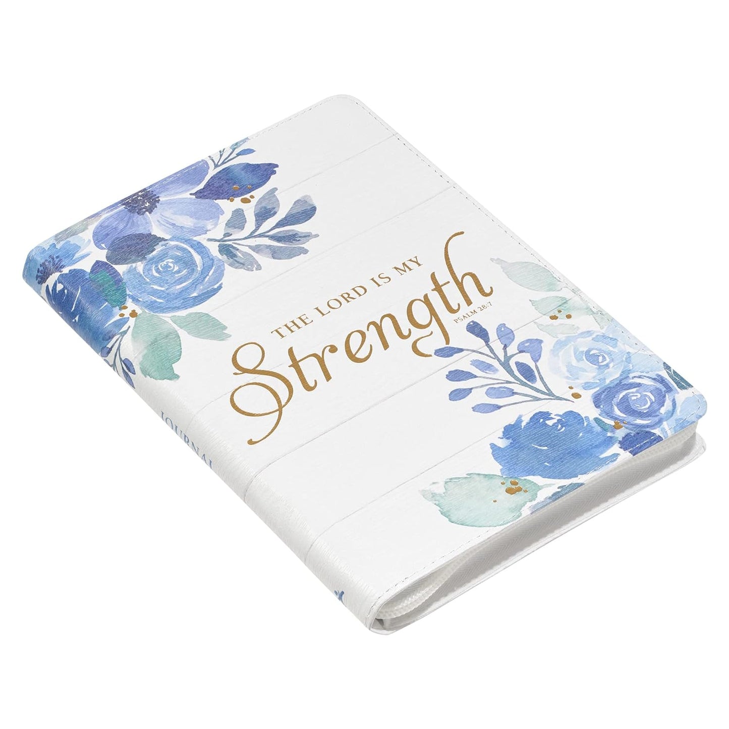 Journal Lord is My Strength Psalm 28:7 Blue Watercolor Floral